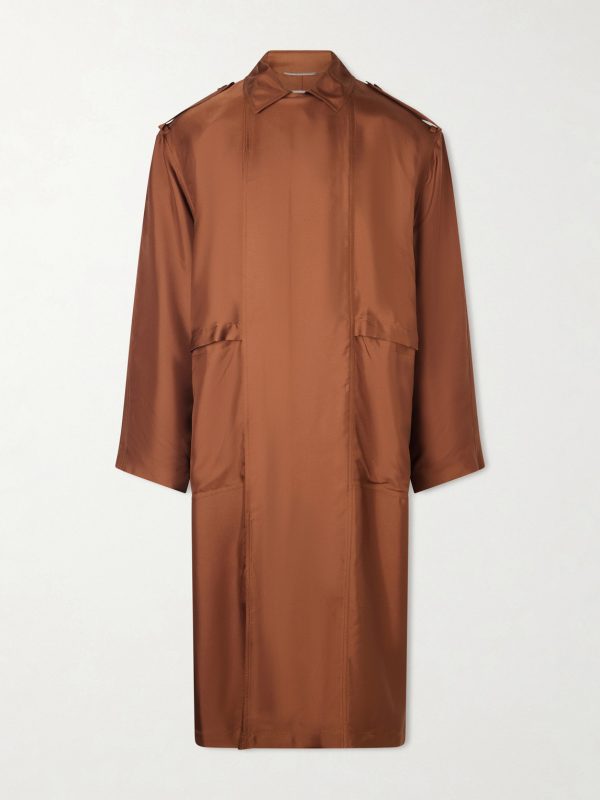 Double-Breasted Silk Trench Coat