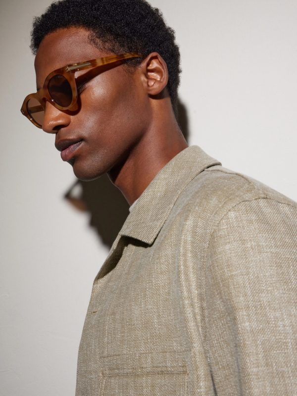 Round-Frame Acetate Sunglasses - BK