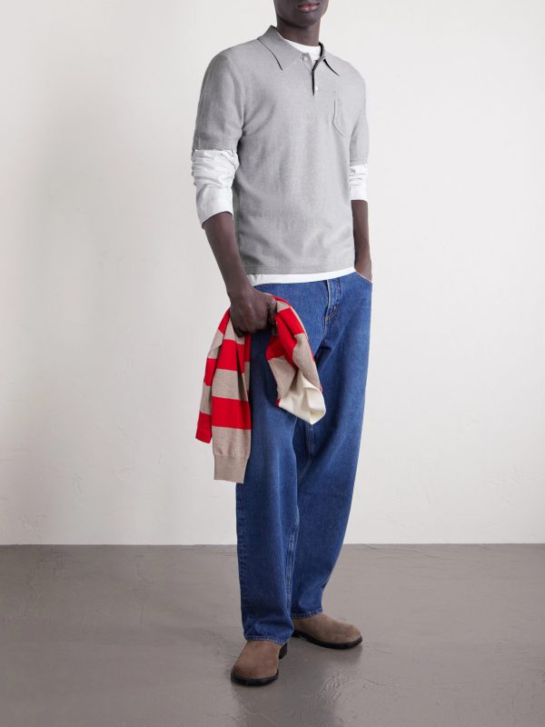 Eliot Cotton and Cashmere-Blend Polo Shirt - OU Eliot Cotton and Cashmere-Blend Polo Shirt - OU