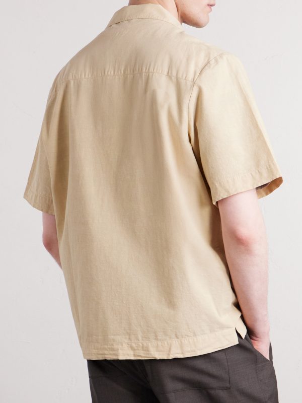 Jude Camp-Collar Organic Cotton and Linen-Blend Shirt - BK Jude Camp-Collar Organic Cotton and Linen-Blend Shirt - BK
