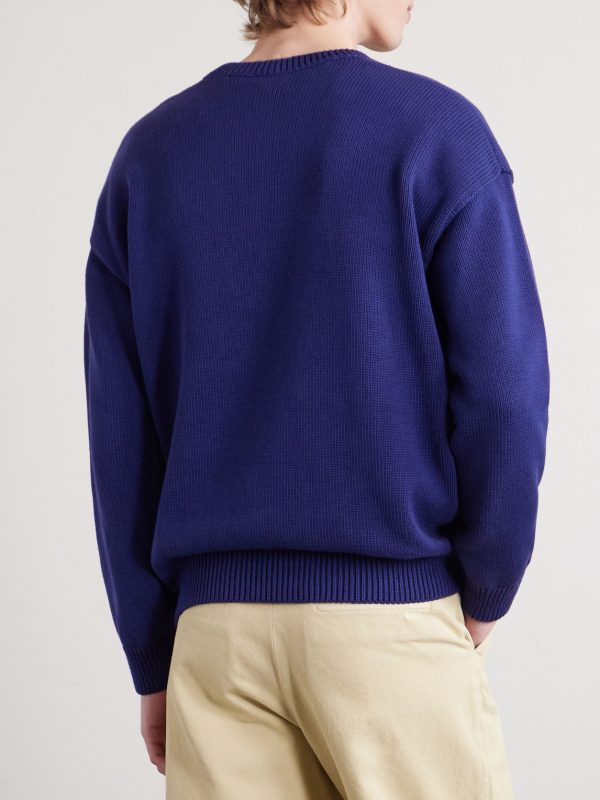 Logo-Intarsia Cotton Sweater - BK Logo-Intarsia Cotton Sweater - BK