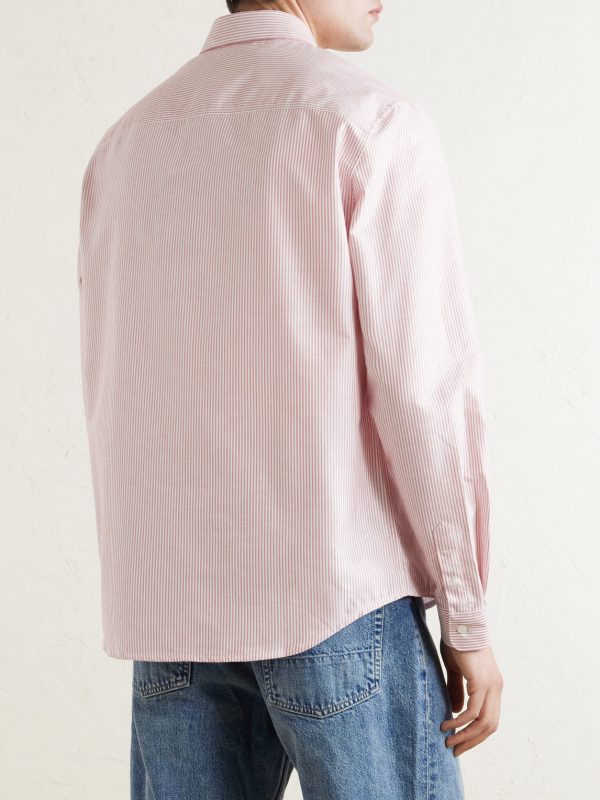 Button-Down Collar Striped Cotton Shirt - BK Button-Down Collar Striped Cotton Shirt - BK