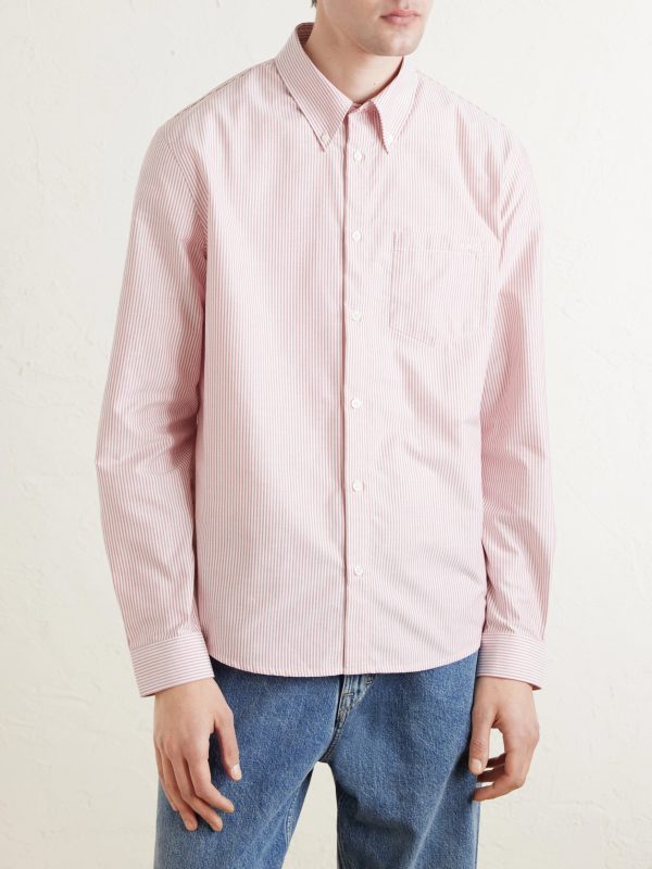 Button-Down Collar Striped Cotton Shirt - FR Button-Down Collar Striped Cotton Shirt - FR