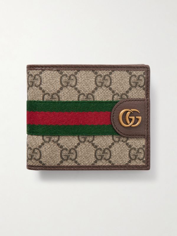Ophidia Leather-Trimmed Canvas Bi-Fold Wallet Ophidia Leather-Trimmed Canvas Bi-Fold Wallet
