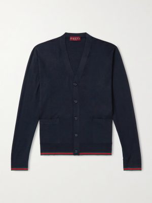 Webbing-Trimmed Wool Cardigan