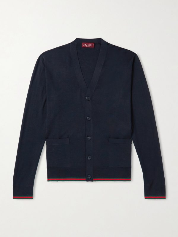 Webbing-Trimmed Wool Cardigan Webbing-Trimmed Wool Cardigan