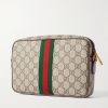 Ophidia Small Leather-Trimmed Monogrammed Coated-Canvas Messenger Bag - BK