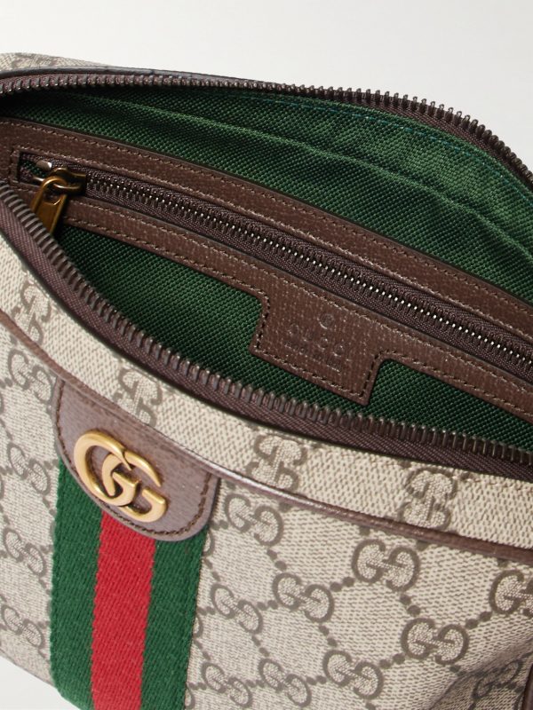 Ophidia Small Leather-Trimmed Monogrammed Coated-Canvas Messenger Bag - E1