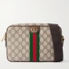 Ophidia Small Leather-Trimmed Monogrammed Coated-Canvas Messenger Bag
