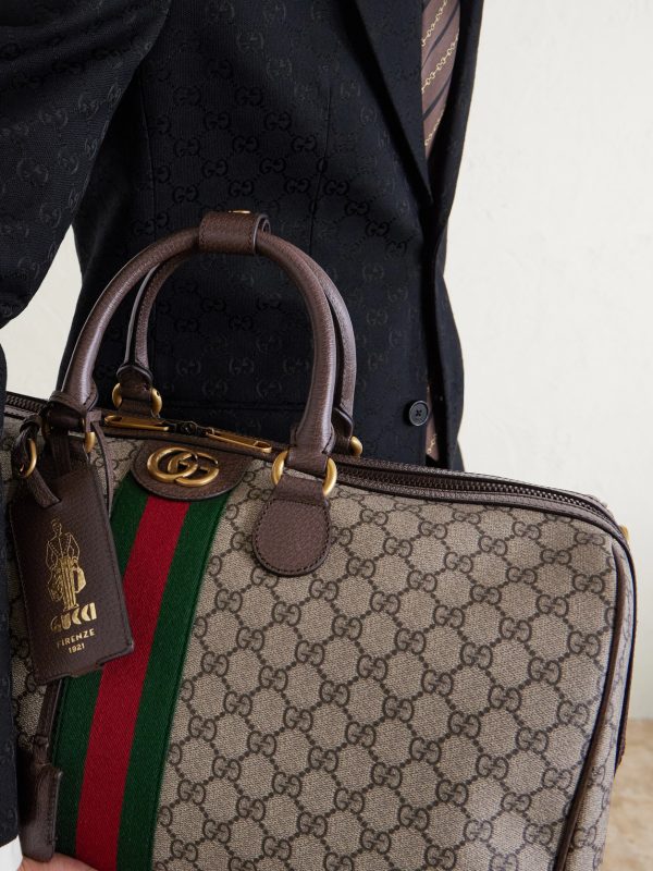 Savoy Leather-Trimmed Coated-Canvas Weekend Bag - E2