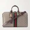Savoy Leather-Trimmed Coated-Canvas Weekend Bag