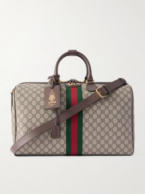 Savoy Leather-Trimmed Coated-Canvas Weekend Bag