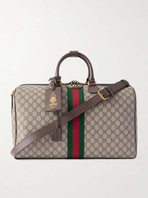 Savoy Leather-Trimmed Coated-Canvas Weekend Bag