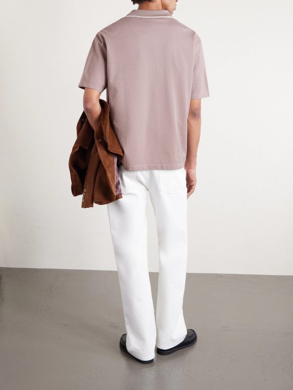 Striped Cotton-Piqué Polo Shirt - BK Striped Cotton-Piqué Polo Shirt - BK