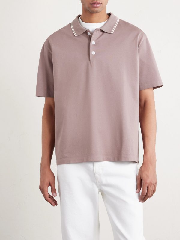Striped Cotton-Piqué Polo Shirt - FR Striped Cotton-Piqué Polo Shirt - FR