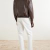 Textured-Leather Bomber Jacket - BK