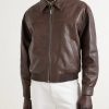 Textured-Leather Bomber Jacket - FR