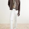 Textured-Leather Bomber Jacket - OU