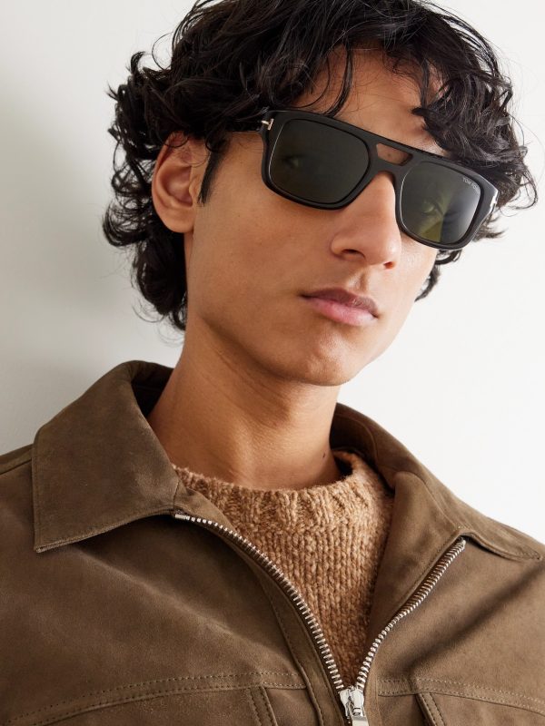 Navigator Aviator-Style Tortoiseshell Acetate Sunglasses - OU Navigator Aviator-Style Tortoiseshell Acetate Sunglasses - OU