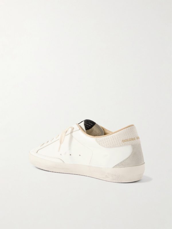 Super-Star Distressed Suede-Trimmed Leather Sneakers - BK Super-Star Distressed Suede-Trimmed Leather Sneakers - BK