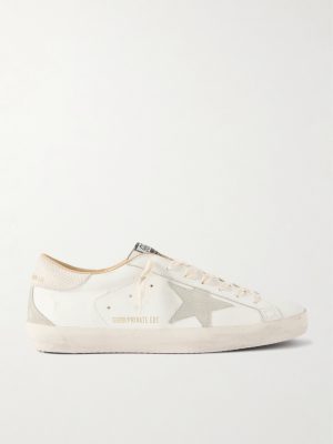 Super-Star Distressed Suede-Trimmed Leather Sneakers Super-Star Distressed Suede-Trimmed Leather Sneakers