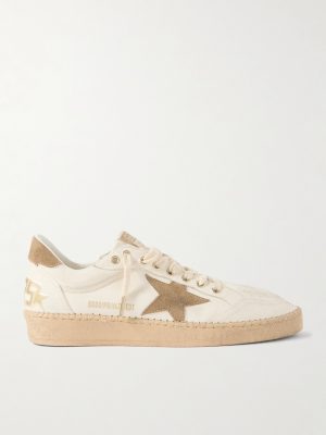 Ball Star Distressed Suede-Trimmed Canvas Sneakers Ball Star Distressed Suede-Trimmed Canvas Sneakers