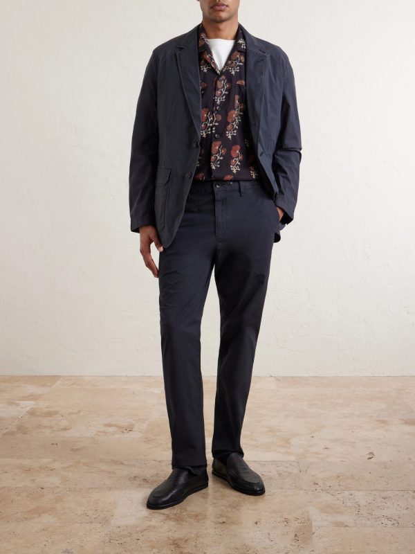 Straight-Leg Cotton-Blend Trousers - OU Straight-Leg Cotton-Blend Trousers - OU