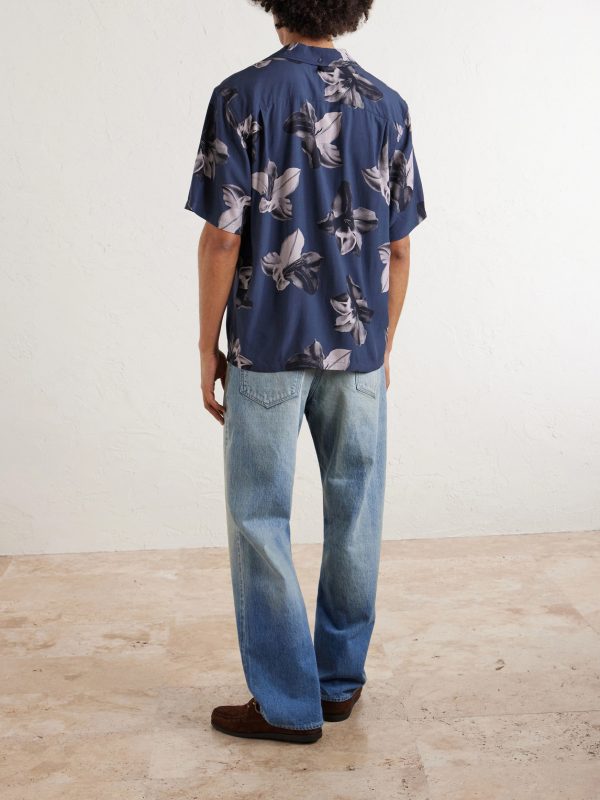 Avery Camp-Collar Floral-Print Voile Shirt - BK Avery Camp-Collar Floral-Print Voile Shirt - BK