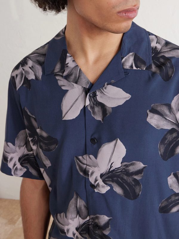 Avery Camp-Collar Floral-Print Voile Shirt - CU Avery Camp-Collar Floral-Print Voile Shirt - CU
