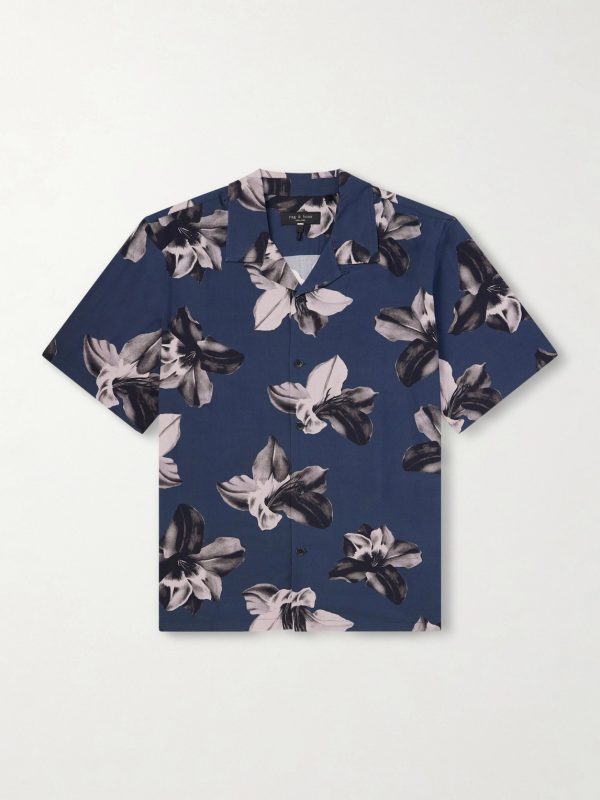 Avery Camp-Collar Floral-Print Voile Shirt Avery Camp-Collar Floral-Print Voile Shirt