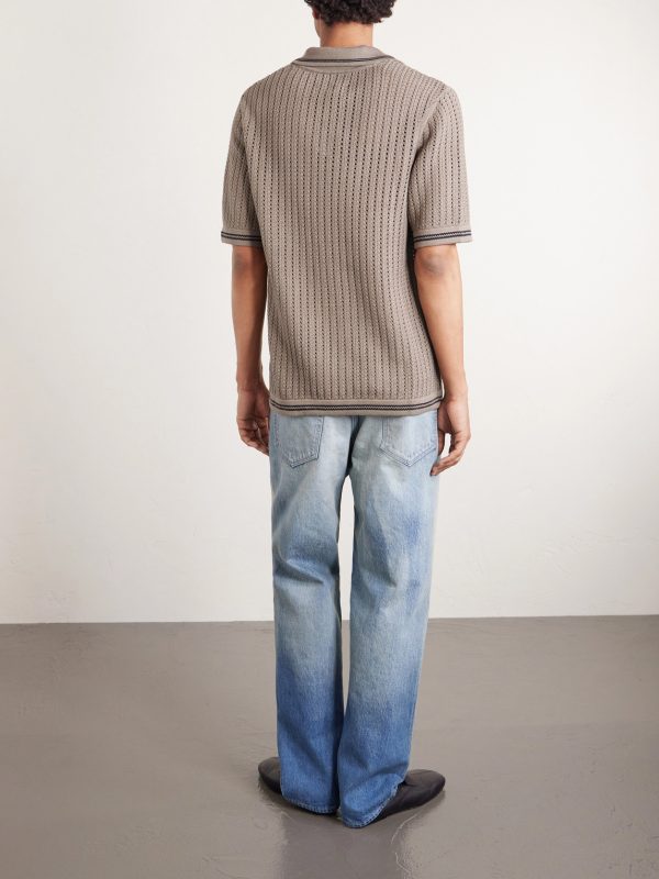 Johnny Crocheted Cotton-Blend Polo Shirt - BK Johnny Crocheted Cotton-Blend Polo Shirt - BK