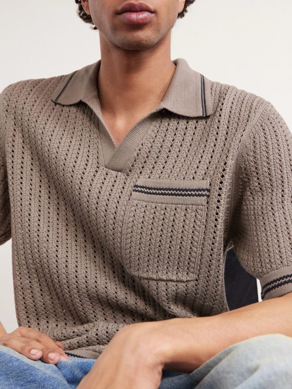 Johnny Crocheted Cotton-Blend Polo Shirt - CU Johnny Crocheted Cotton-Blend Polo Shirt - CU