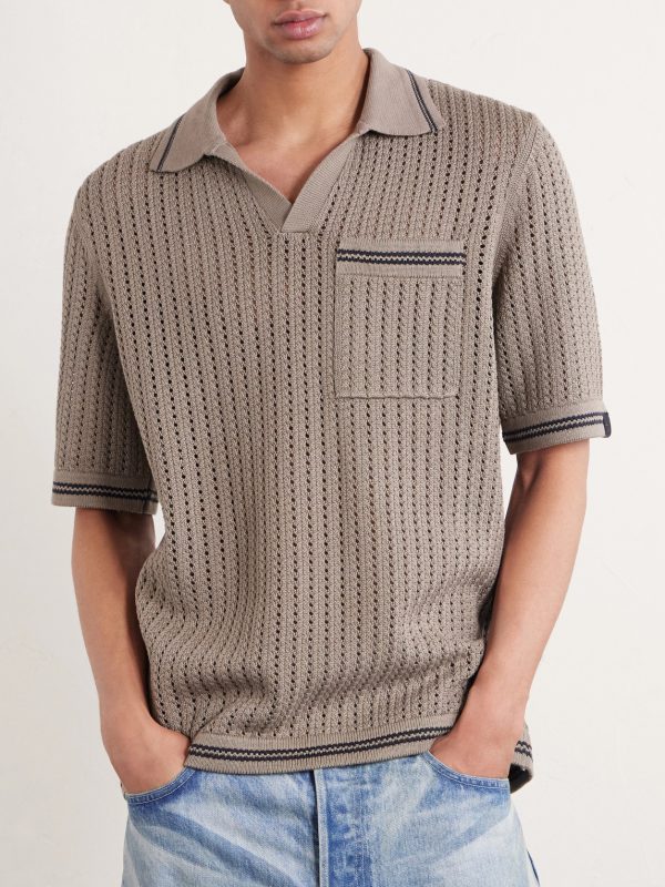Johnny Crocheted Cotton-Blend Polo Shirt - FR Johnny Crocheted Cotton-Blend Polo Shirt - FR