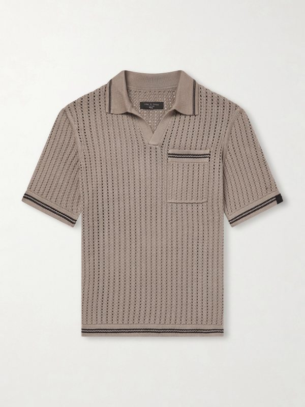 Johnny Crocheted Cotton-Blend Polo Shirt Johnny Crocheted Cotton-Blend Polo Shirt