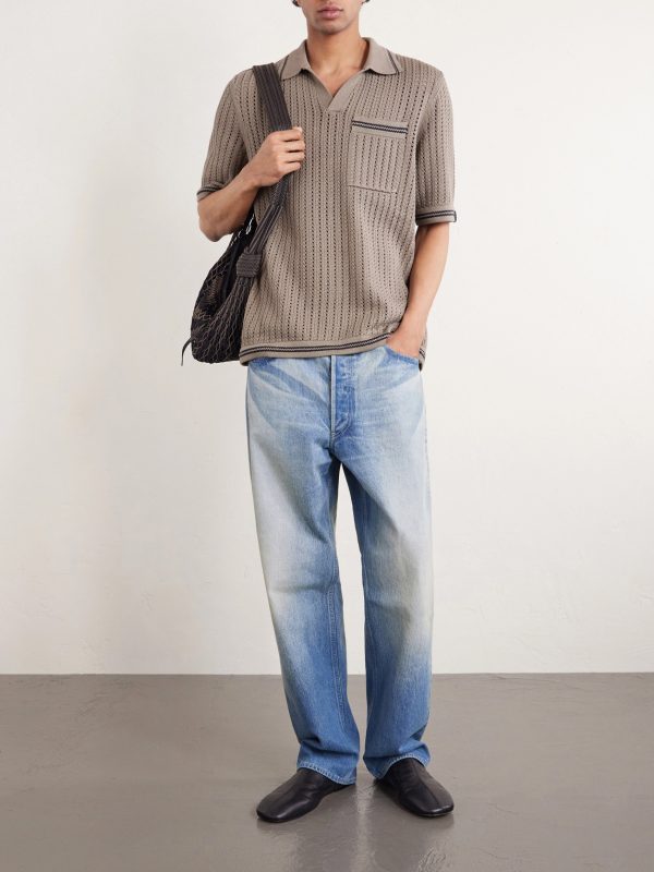 Johnny Crocheted Cotton-Blend Polo Shirt - OU Johnny Crocheted Cotton-Blend Polo Shirt - OU
