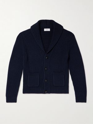 Shawl-Collar Ribbed Cotton and Cashmere-Blend Cardigan Shawl-Collar Ribbed Cotton and Cashmere-Blend Cardigan