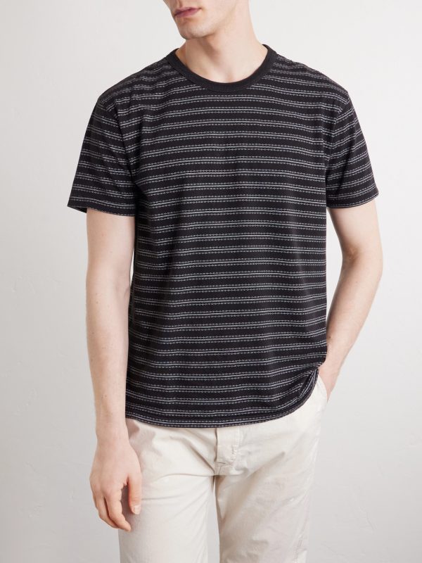 Striped Cotton-Jersey Jacquard T-Shirt - FR Striped Cotton-Jersey Jacquard T-Shirt - FR