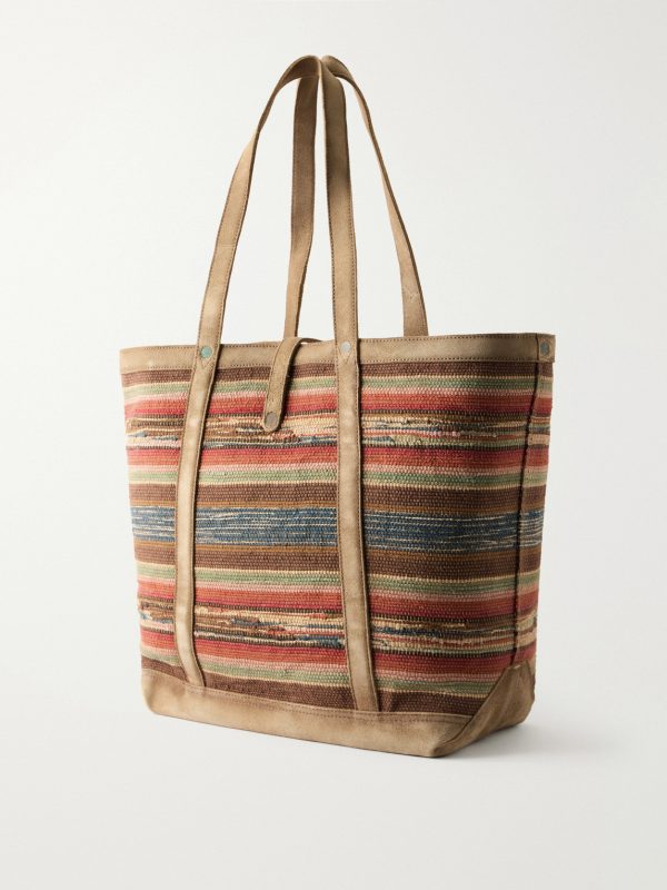 Murphy Medium Suede-Trimmed Woven Cotton Tote Bag - BK Murphy Medium Suede-Trimmed Woven Cotton Tote Bag - BK