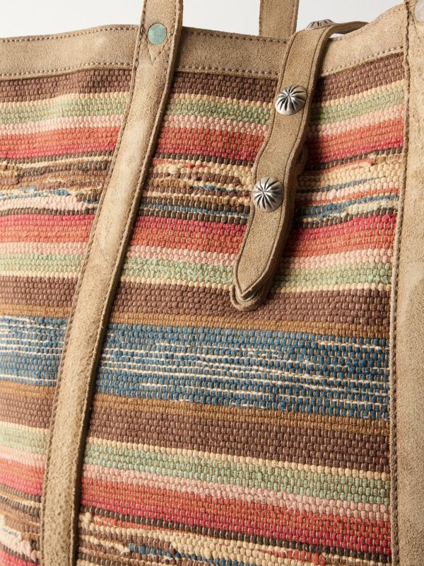 Murphy Medium Suede-Trimmed Woven Cotton Tote Bag - CU Murphy Medium Suede-Trimmed Woven Cotton Tote Bag - CU