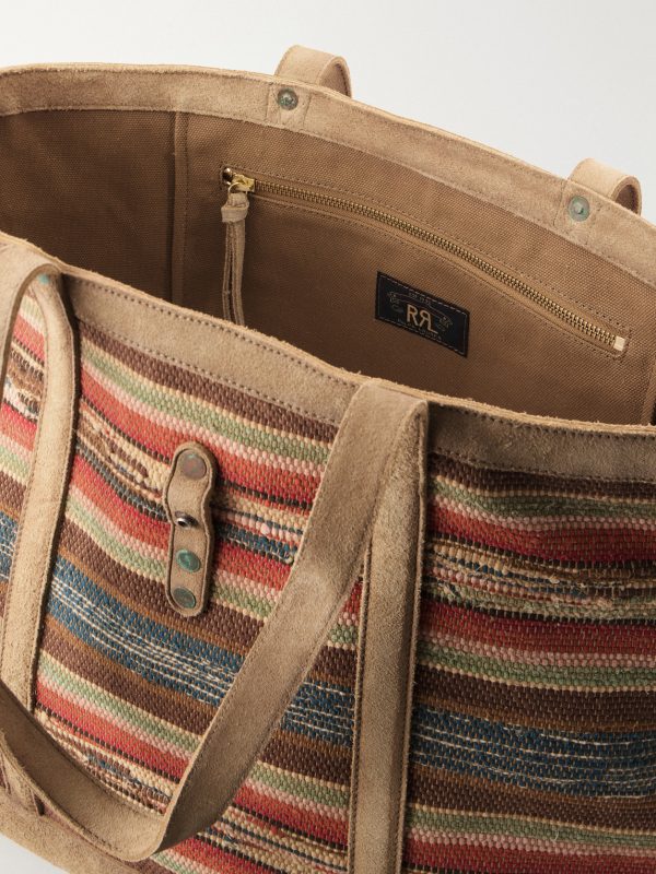 Murphy Medium Suede-Trimmed Woven Cotton Tote Bag - E1 Murphy Medium Suede-Trimmed Woven Cotton Tote Bag - E1
