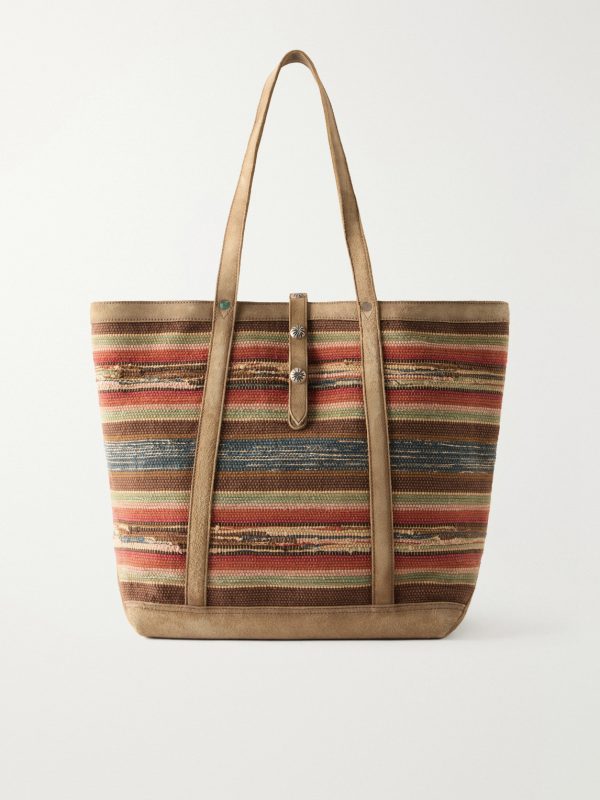 Murphy Medium Suede-Trimmed Woven Cotton Tote Bag Murphy Medium Suede-Trimmed Woven Cotton Tote Bag