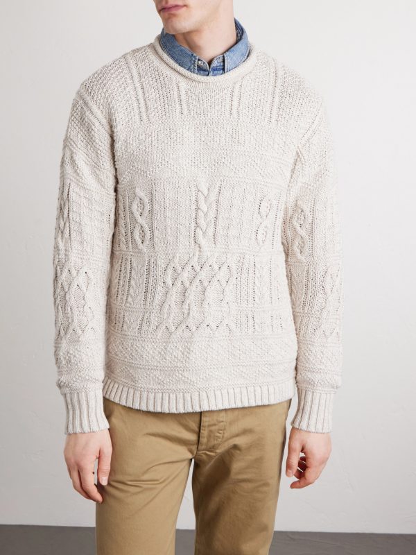 Cable-Knit Cotton, Linen and Silk-Blend Sweater - FR Cable-Knit Cotton, Linen and Silk-Blend Sweater - FR