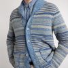 Shawl-Collar Striped Cotton and Linen-Blend Cardigan - CU Shawl-Collar Striped Cotton and Linen-Blend Cardigan - CU