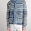 Shawl-Collar Striped Cotton and Linen-Blend Cardigan - FR Shawl-Collar Striped Cotton and Linen-Blend Cardigan - FR