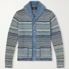 Shawl-Collar Striped Cotton and Linen-Blend Cardigan Shawl-Collar Striped Cotton and Linen-Blend Cardigan