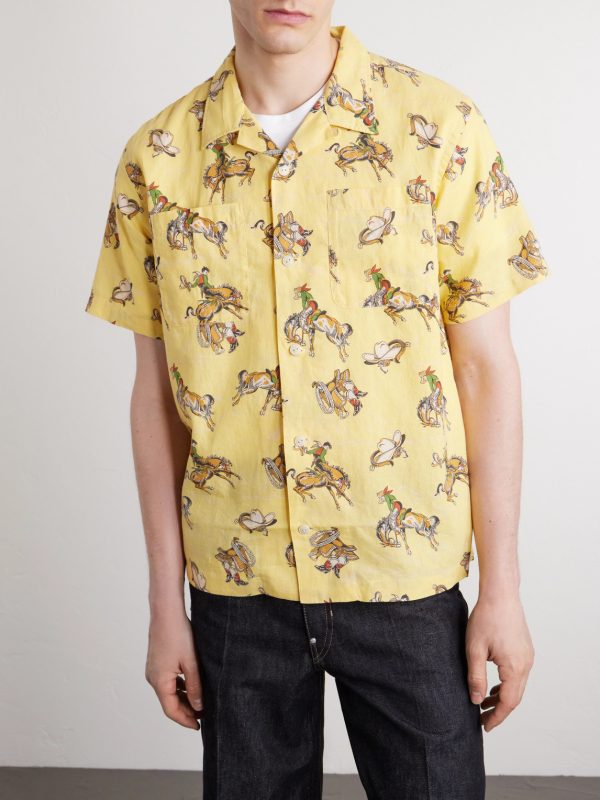 Convertible-Collar Printed Linen and Cotton-Blend Shirt - FR