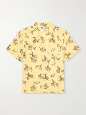Convertible-Collar Printed Linen and Cotton-Blend Shirt Convertible-Collar Printed Linen and Cotton-Blend Shirt