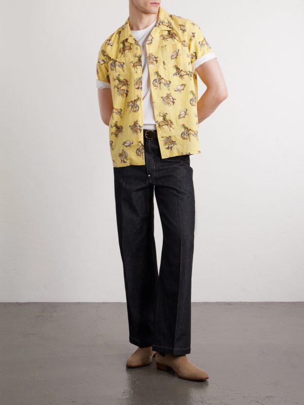 Convertible-Collar Printed Linen and Cotton-Blend Shirt - OU