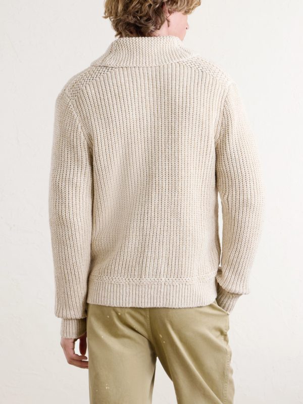 Shawl-Collar Cotton and Linen-Blend Cardigan - BK Shawl-Collar Cotton and Linen-Blend Cardigan - BK
