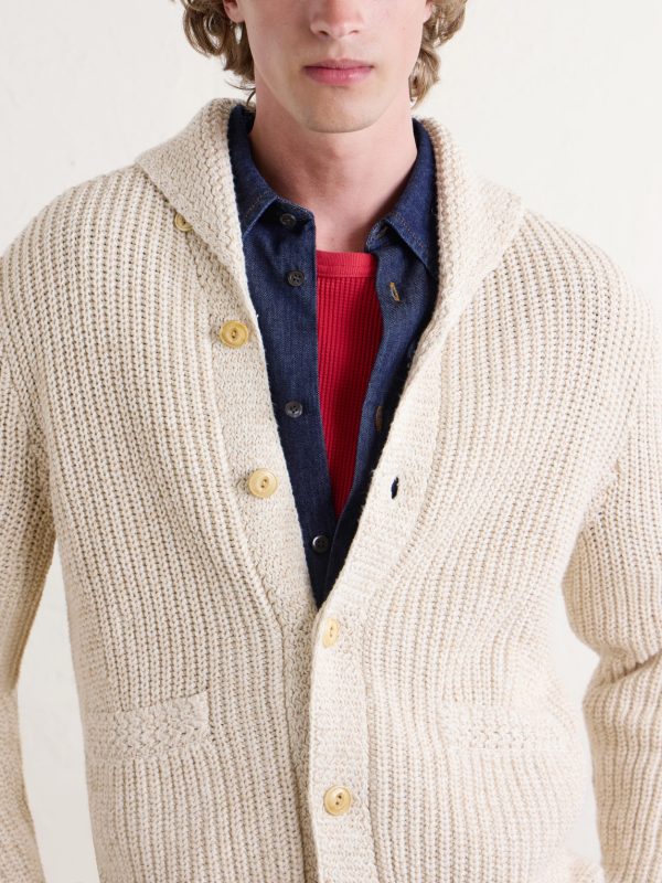 Shawl-Collar Cotton and Linen-Blend Cardigan - CU Shawl-Collar Cotton and Linen-Blend Cardigan - CU
